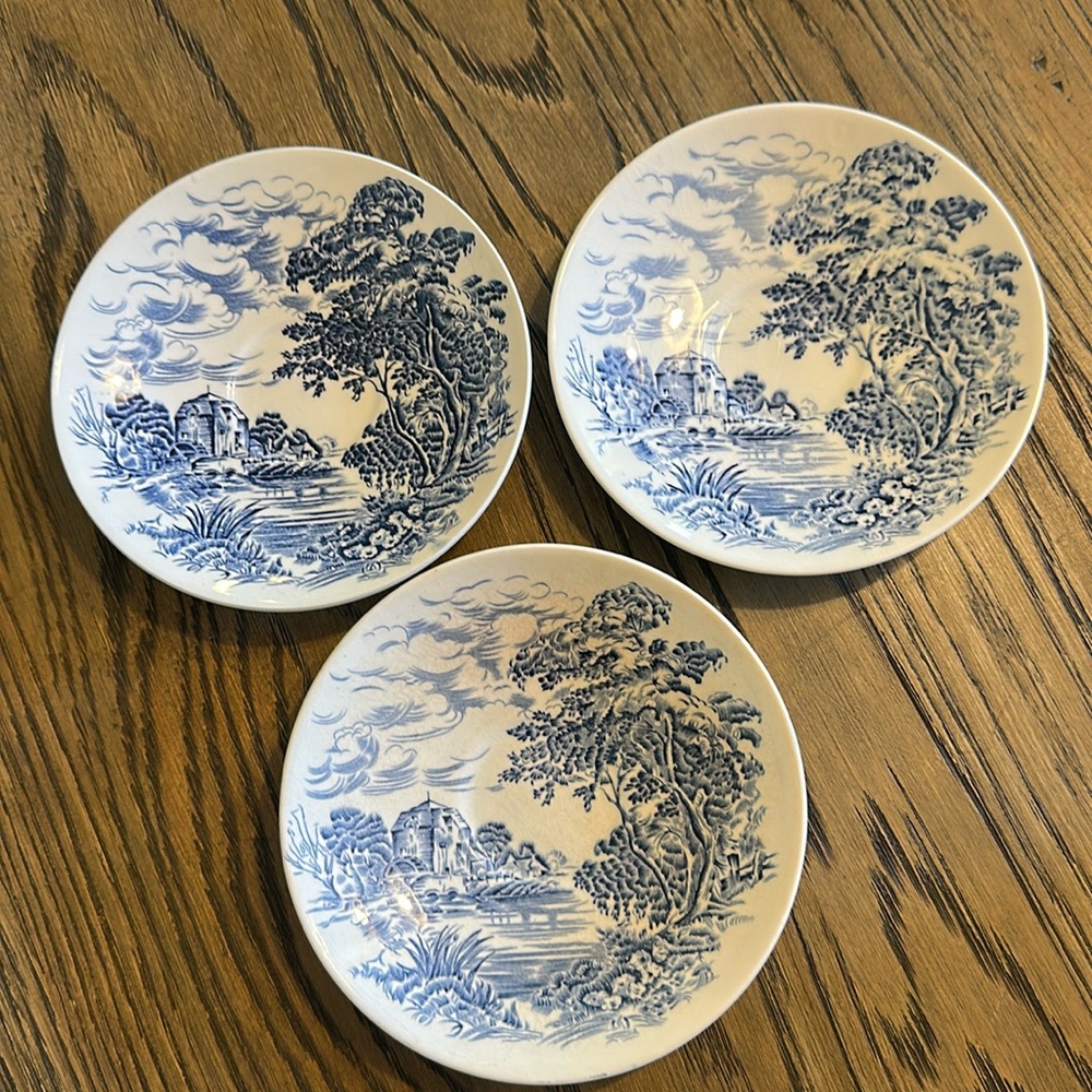 3 Wedgewood Countryside Blue White cup Saucer Wedgwood English Country